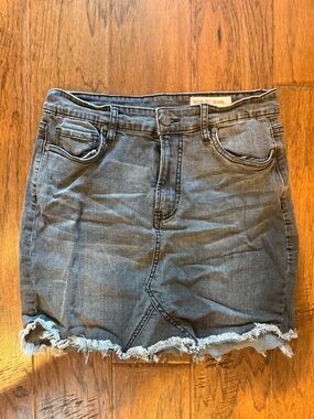 Wishlist Washed Black Distressed Denim Mini Skirt